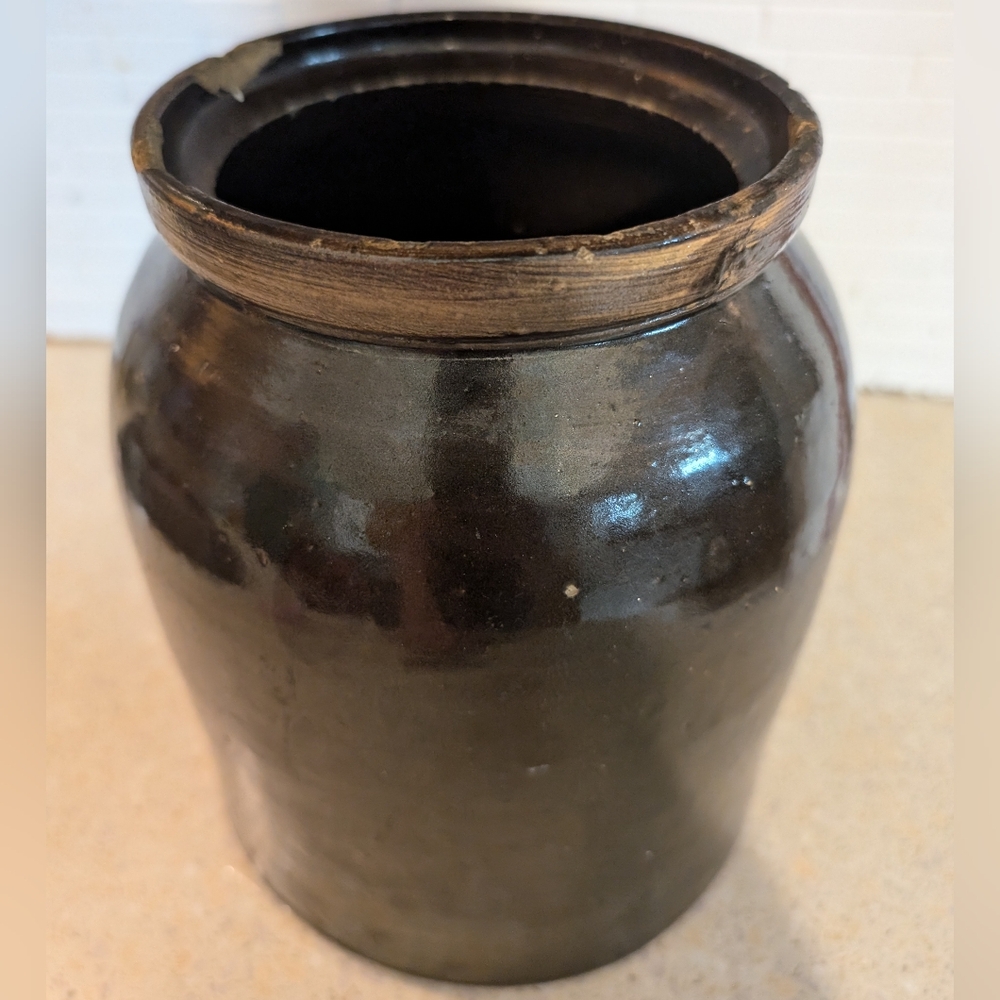 Vintage Hand Turned Brown Glazed 2 Gallon Stoneware Crock - No Bundle